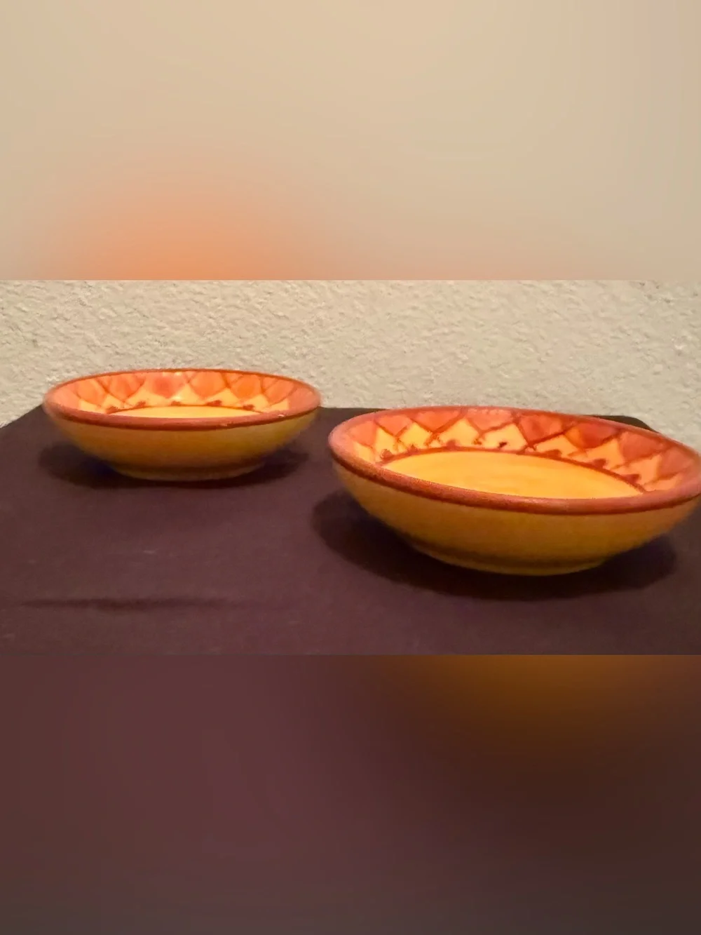 2 Karistan individual dip dish, hand-painted earthenware 4”